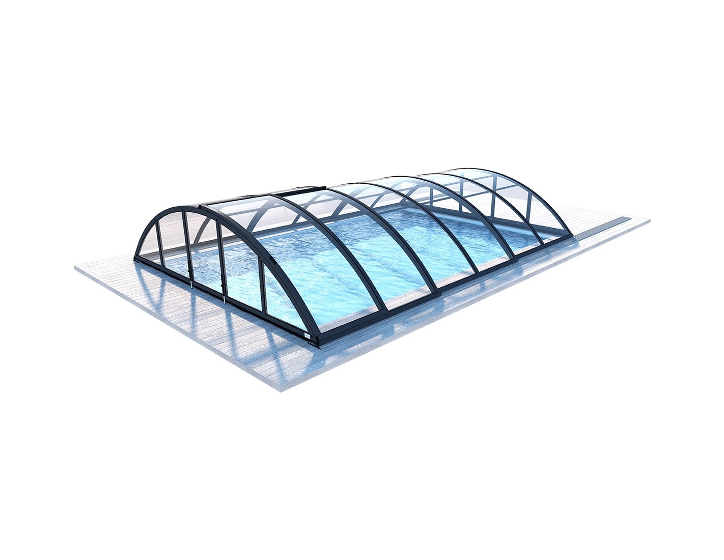 Abri de piscine orbit - 6,47x3,50 m - polycarbonate massif 3 mm - couleur ral7016 graphite