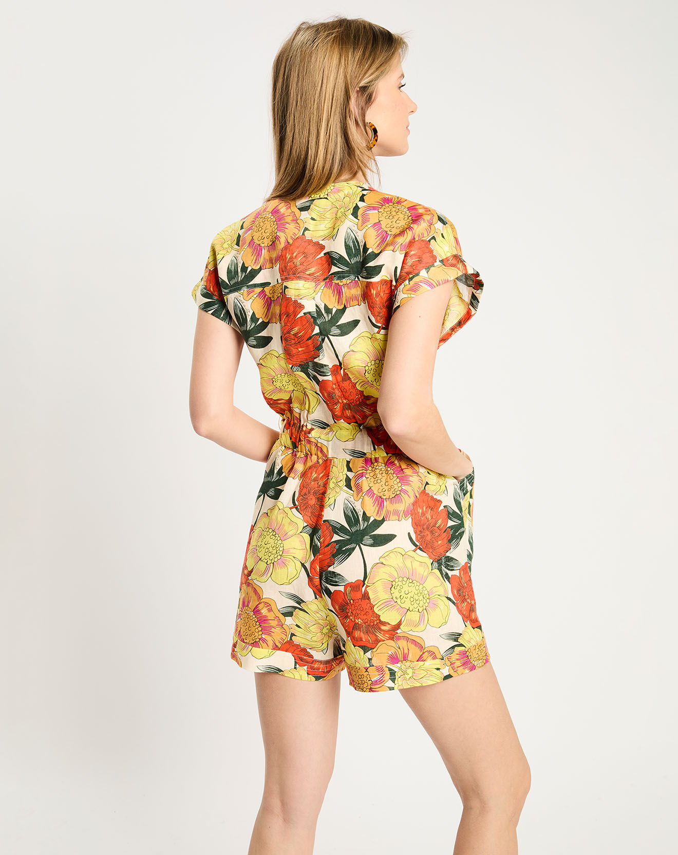 Scotch & Soda Combishort 100% Lin à fleurs multicolore