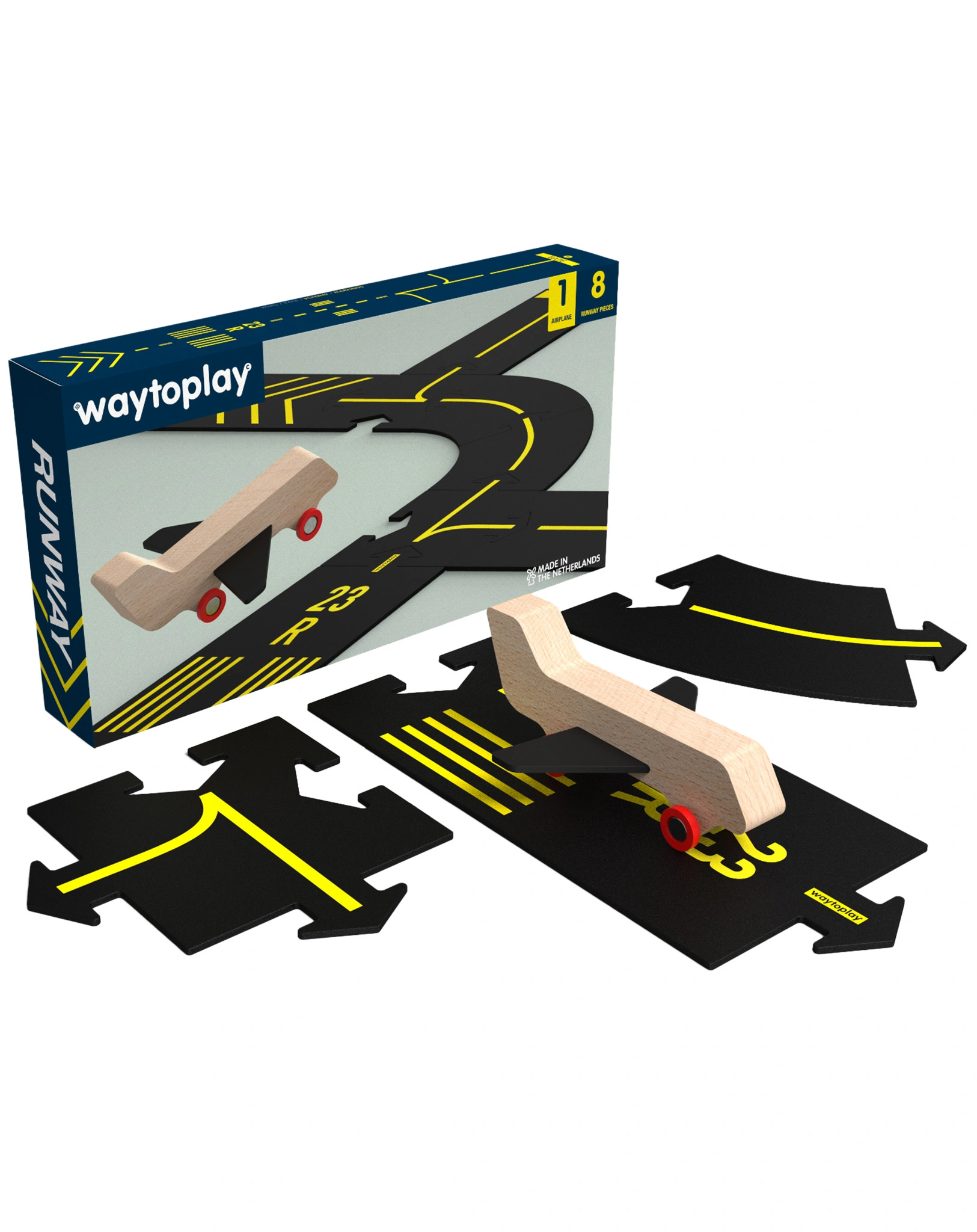 Spielstraßen-Set RUNWAY mit Flugzeug