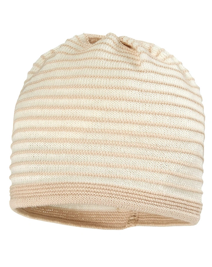 Strick-Mütze RINGEL in beige