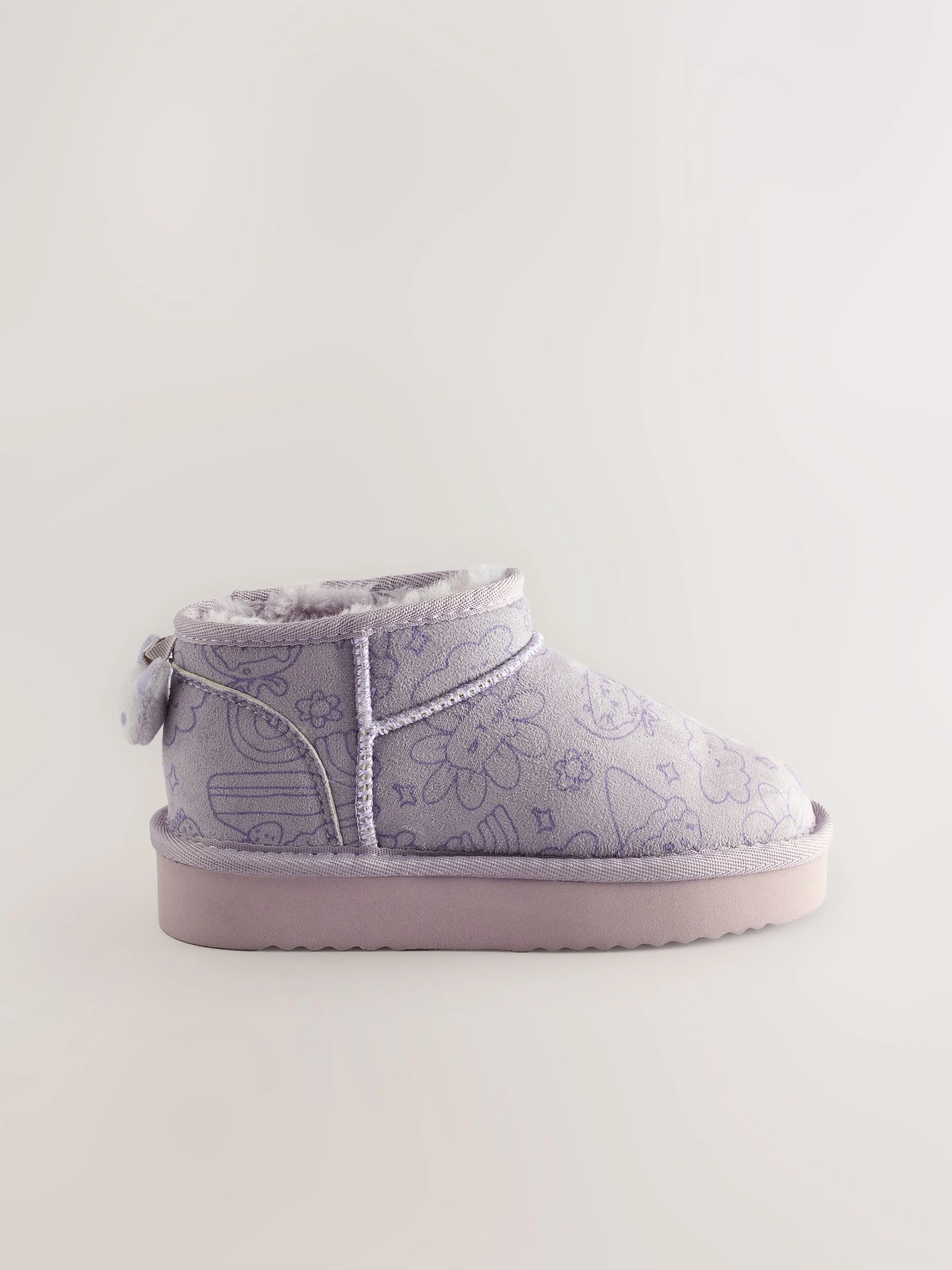 Lila met figuurtjes - Slipper Ankle Boots