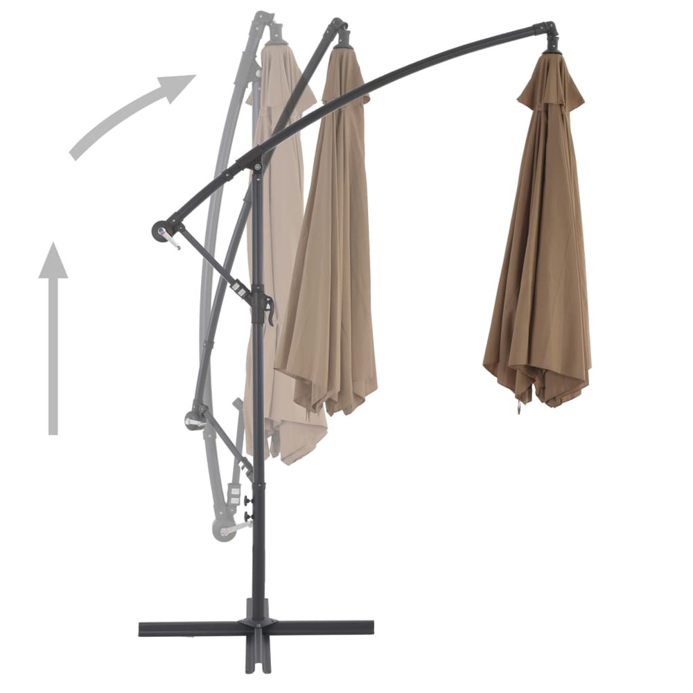 Parasol meuble de jardin en porte-à-faux avec poteau en aluminium 300 cm taupe