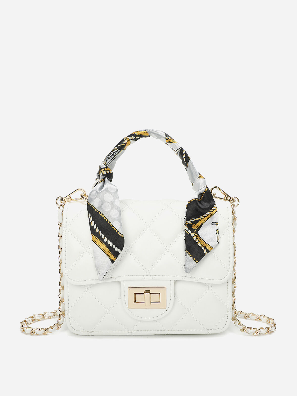 Petit sac matelassé à foulard- Blanc