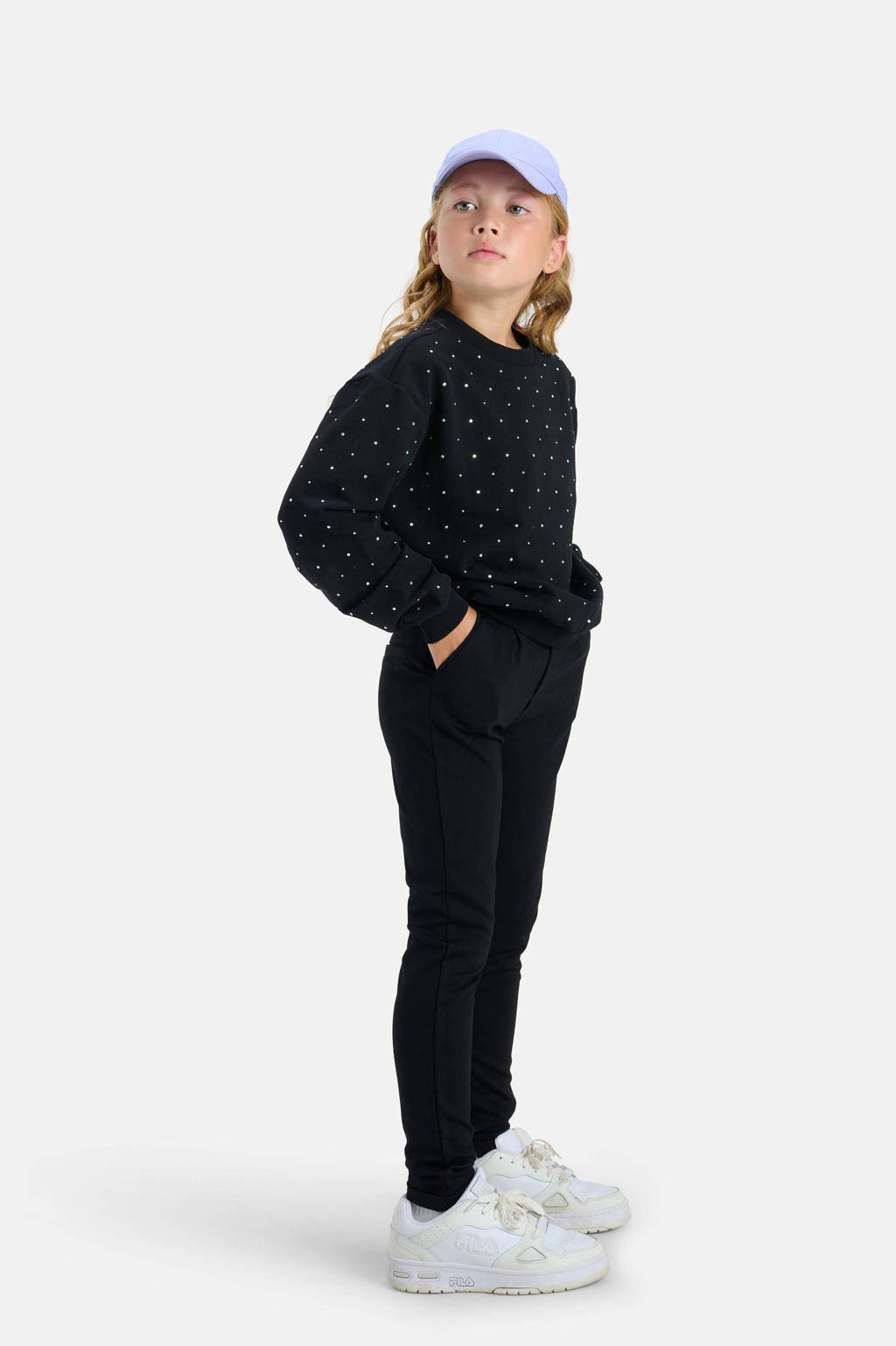 Shoeby slim fit broek Sport zwart