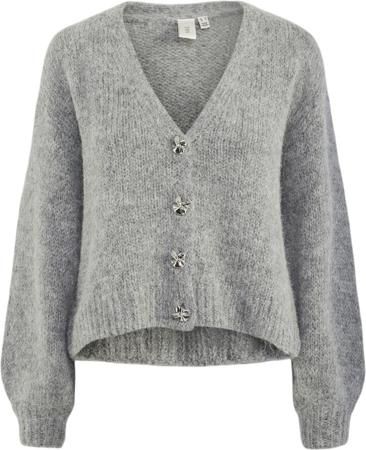 YAS YASVIGGA LS KNIT CARDIGAN Medium grey melange