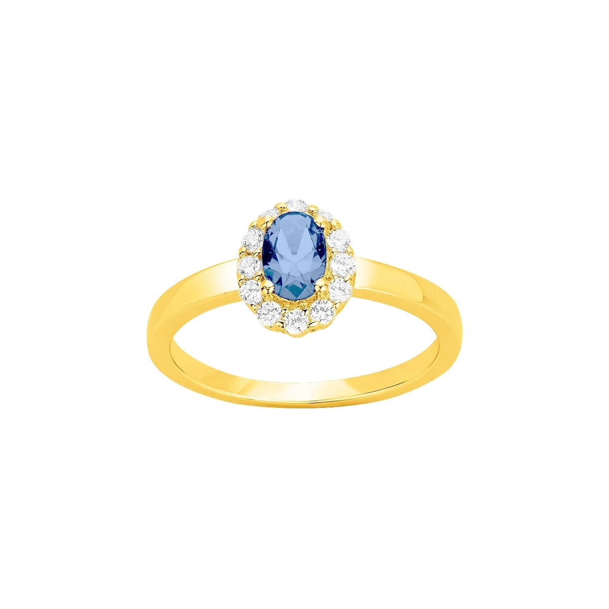 Bague en Plaqué Or avec spinelle bleu topaze