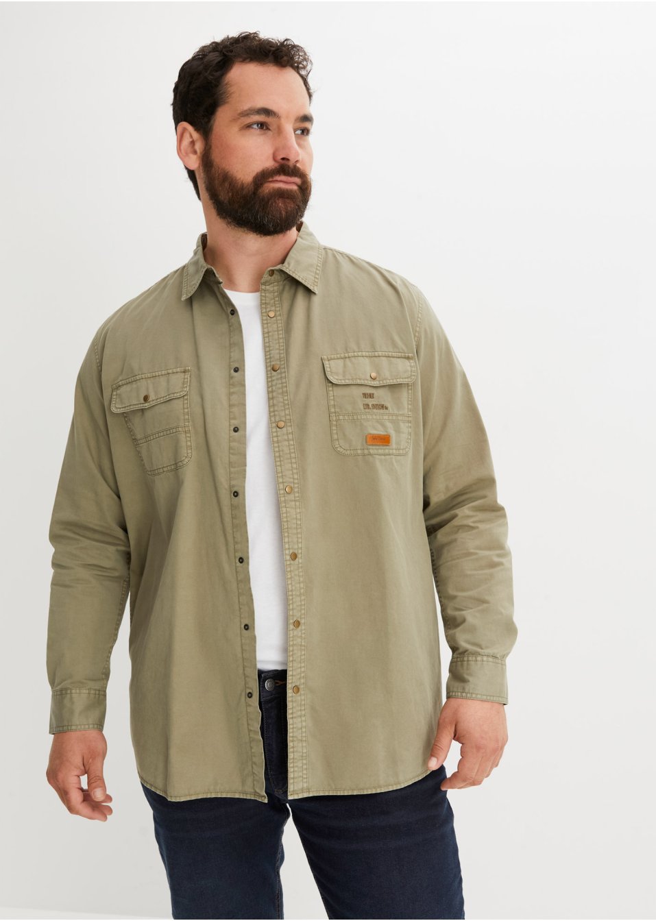 Chemise manches longues aspect délavé