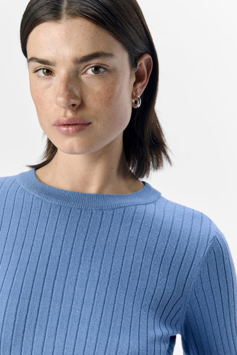 Object blauwe dames trui