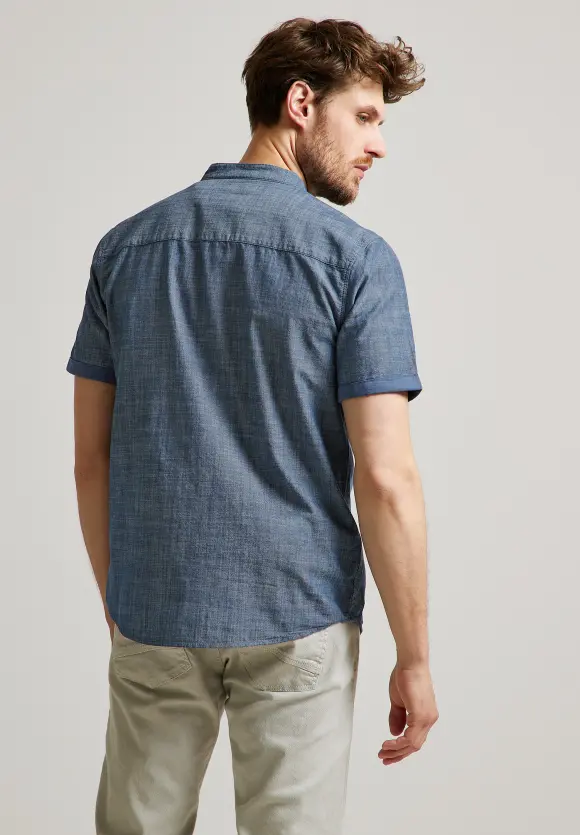 Kurzarmhemd mit Stehkragen - cambric blue