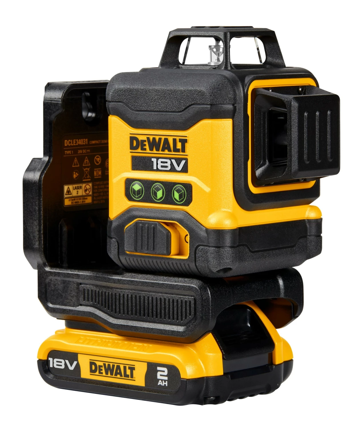 DeWALT DCLE34031D1-QW 18V Li-ion Accu zelfnivellerende Kruislijnlaser set (1x 2.0Ah) - 3x360° - Groen
