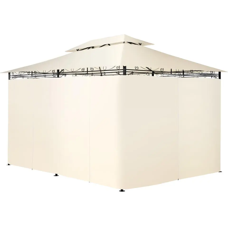 tectake Luxe tuinpaviljoen Emine 4x3m met 6 zijdelen, Crème