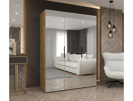 ABIKS MEUBLES - Armoire marbella 3 202/150/52 3 portes (artisan/noir)