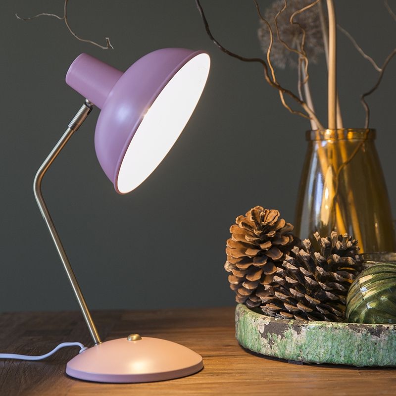 Retro tafellamp roze met brons - Milou