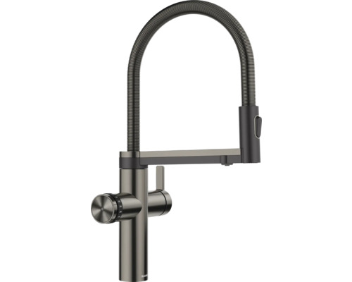 Blanco keukenkraan met filterfunctie en kokend heet water CHOICE ICONA satijn donker staal satijn finish 527659