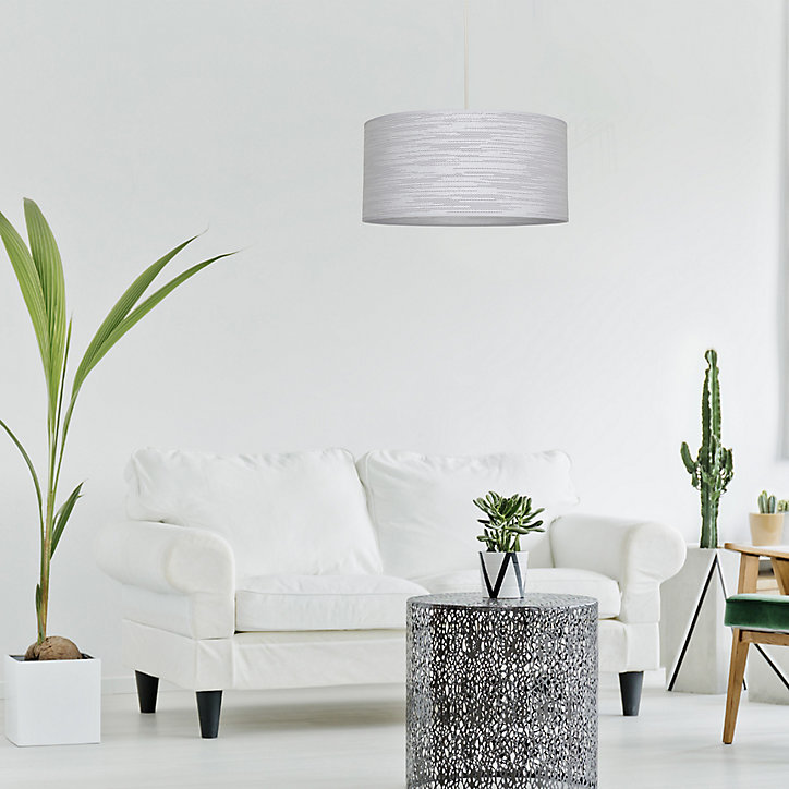 Suspension cylindre Stellar E27 Ø38cm 100W IP20 H.19cm Corep blanc