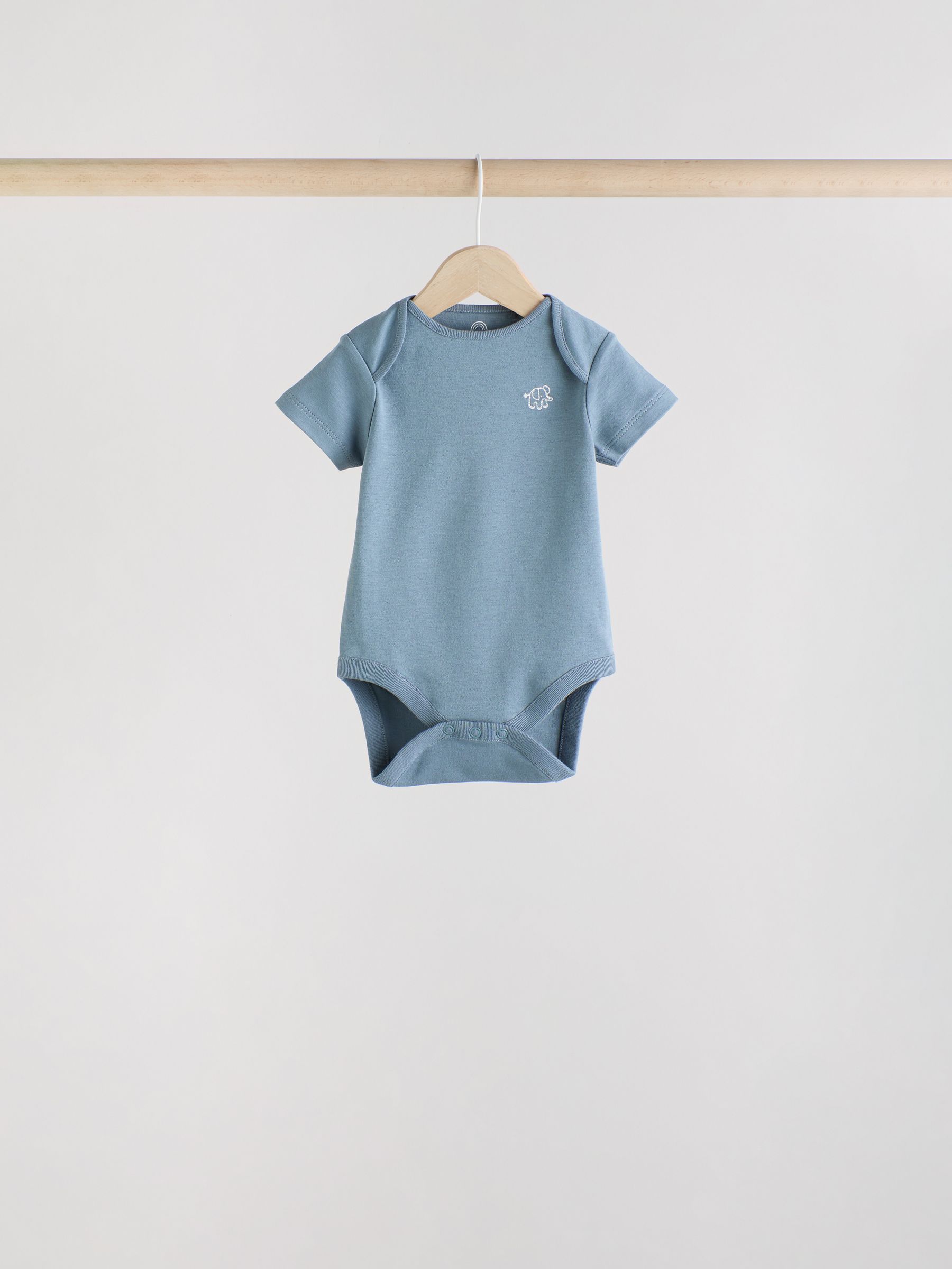Marineblauw/ Lichtbruin Safari - Verpakking van 5 babyrompertjes met korte mouw van 100% katoen