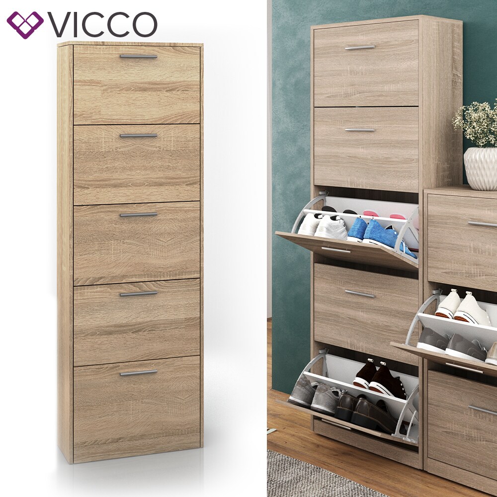 Vicco Schuhschrank Gizmo Schuhkipper Schuhregal Regal 5 Fächer Sonoma