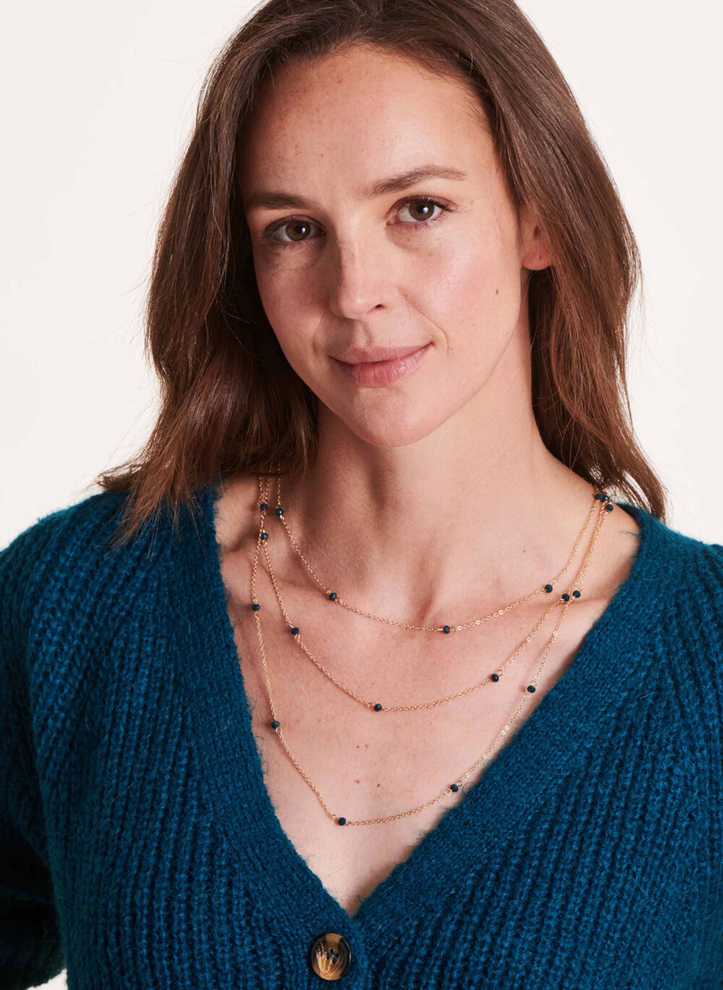 Collier sautoir multi perles | Bleu