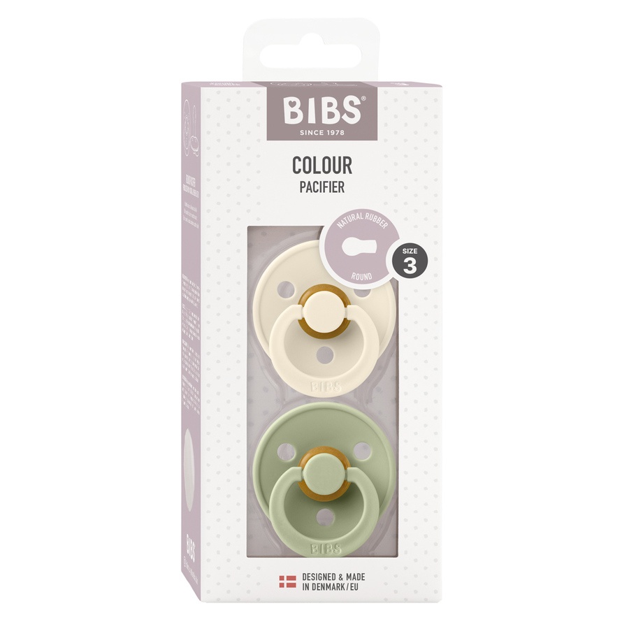 BIBS Pacifier Colour Latex Ivory/Sage Size 3 2pcs