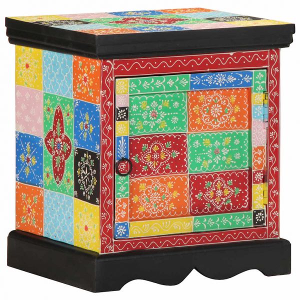 vidaXL Mesa de Cabeceira Multicor Madeira de Mangueira Maciça - 2296954204