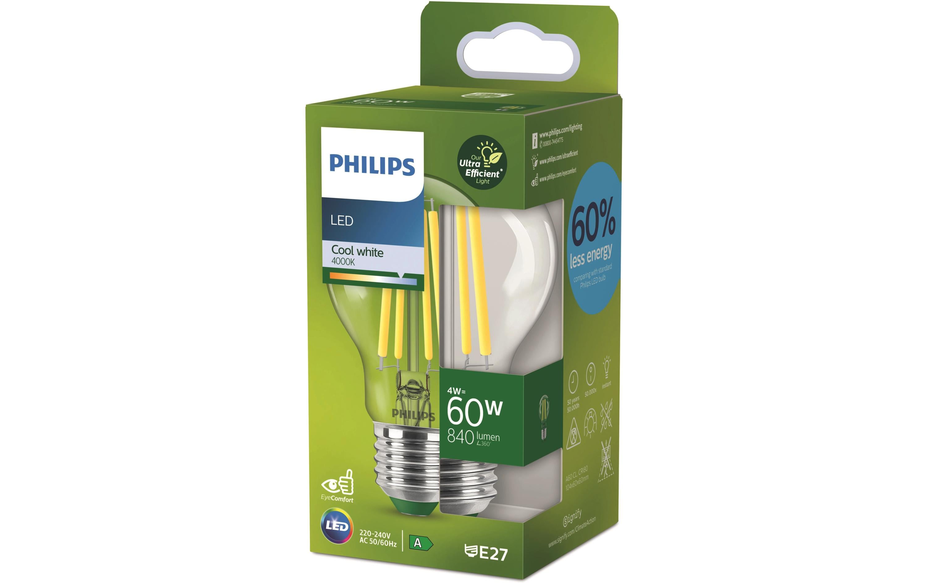 Lampe E27 LED, Ultra-Effizient, Neutralweiss, 60W ErsatzWarmweisses LED-Leuchtmittel A60 mit klarem Glas