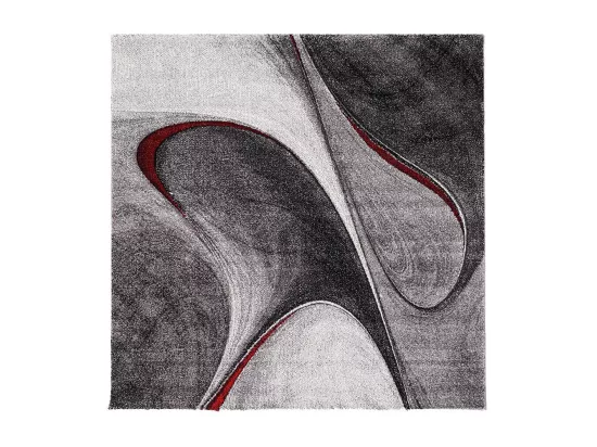 tapis salon 160x230 tissé rouge et gris rectangle motif géométrique MADILA