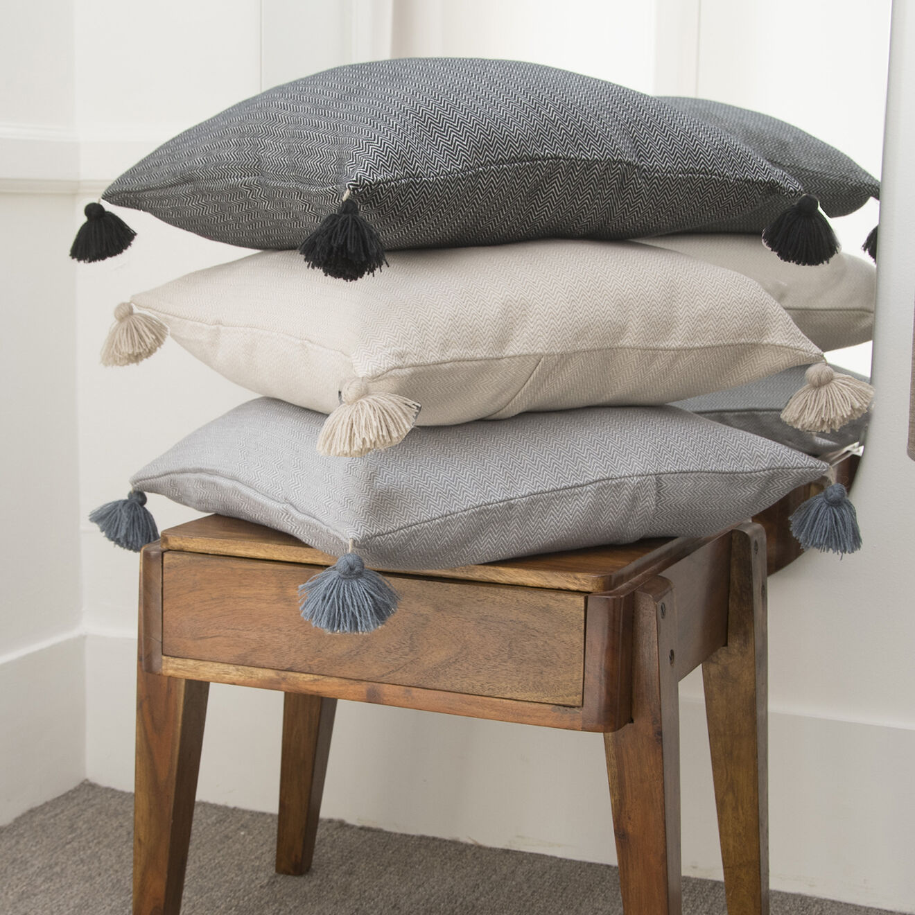 Febronie Housse de coussin unie noire - 50x50 cm