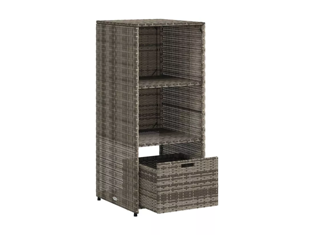 Armoire de rangement de jardin gris 50x55x115 cm résine tressée