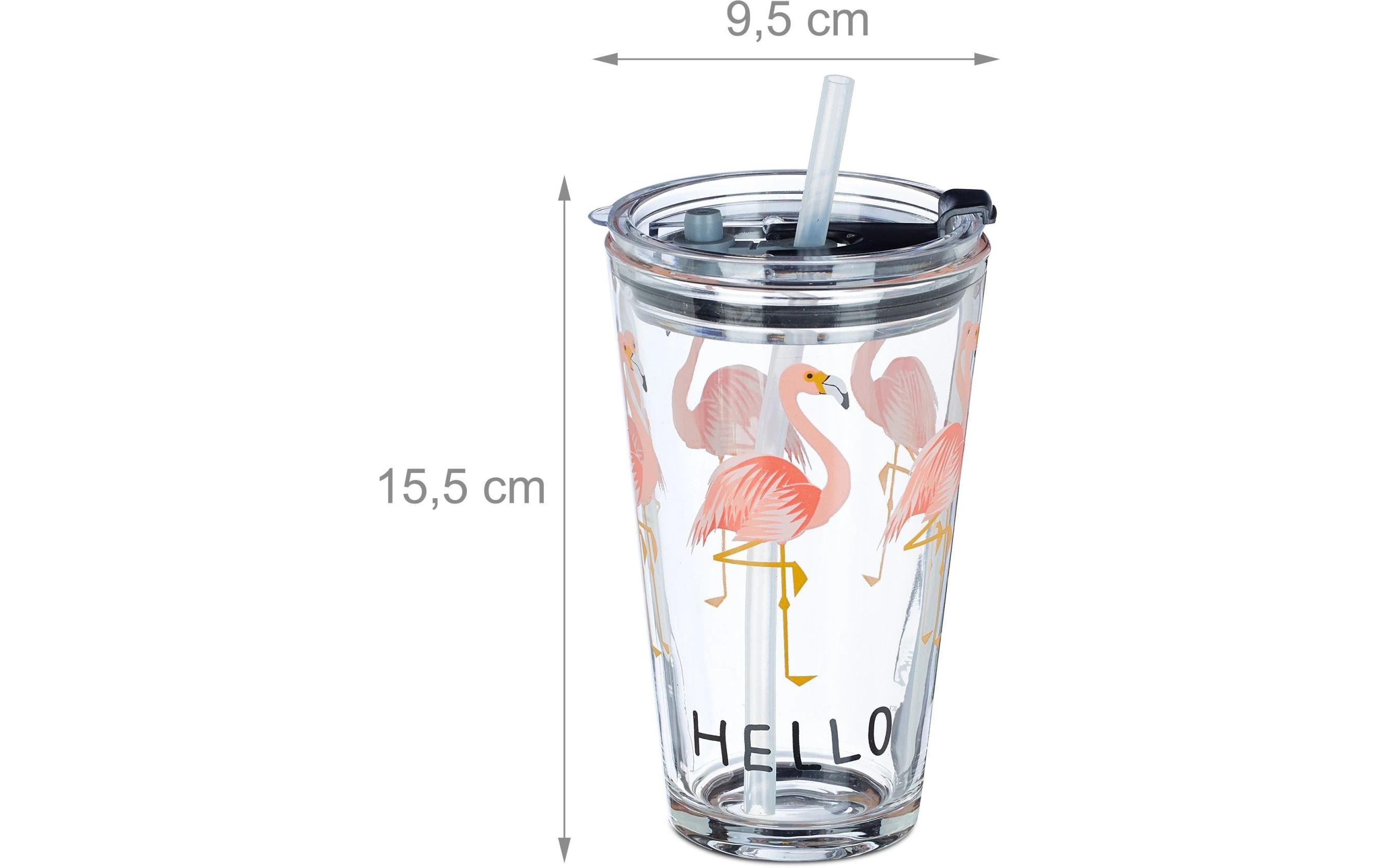 Trinkglas 4 Stück, 450 mlGlasbecher Flamingo