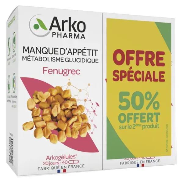 Arkopharma Arkogélules Feno-grego Embalagem com 40 cápsulas (2 cápsulas cada)