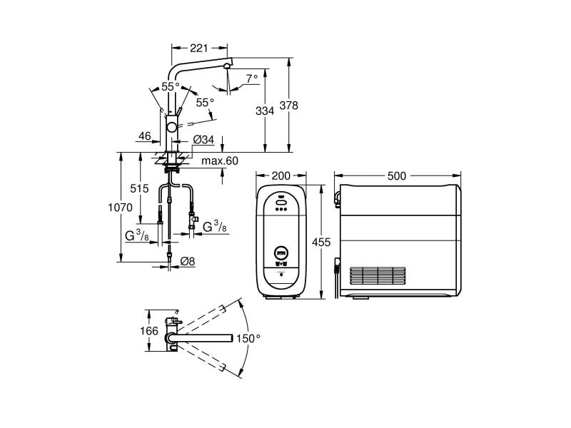 GROHE Küchenarmatur Blue Home L-Auslauf, Starter Kit, Super Die frischste Wasserquellen