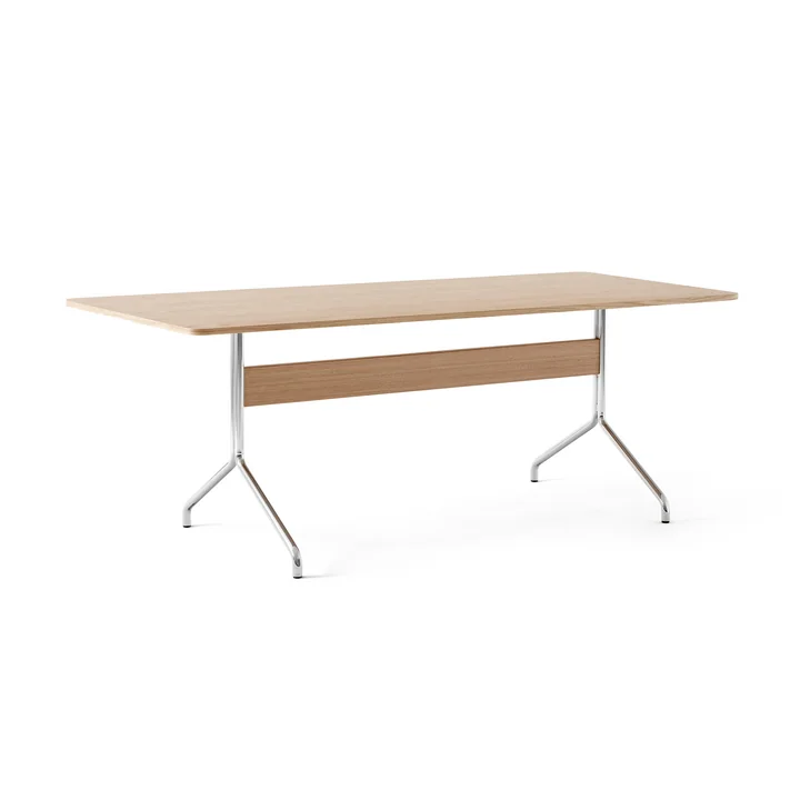 &Tradition - Pavilion Dining Esstisch AV19, 200 x 90 cm, Eiche klar lackiert / Gestell chrom