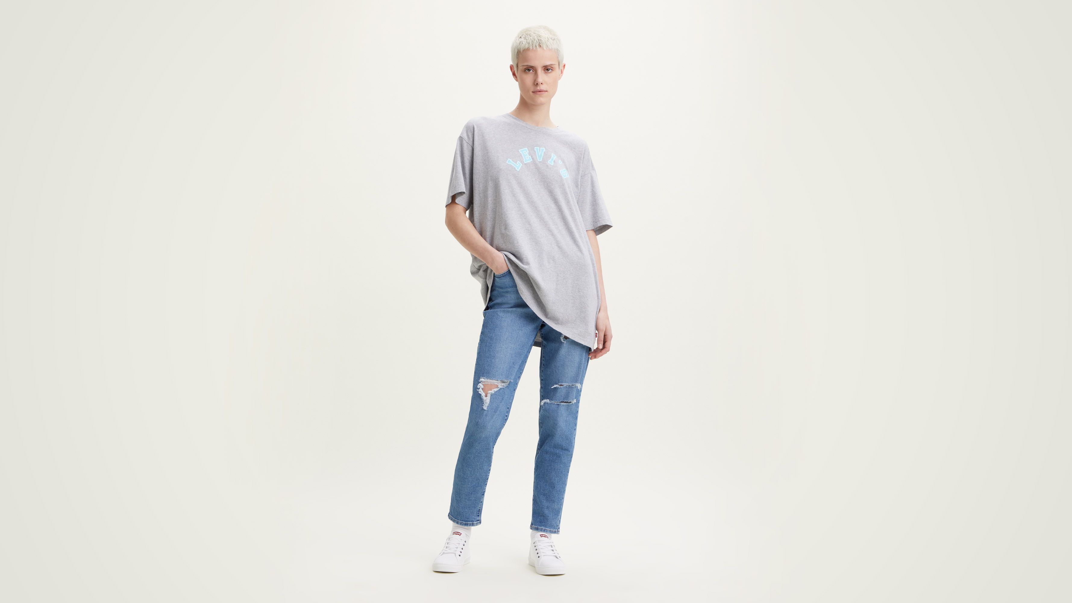 Jean Mom taille haute - Summer Games - Bleu