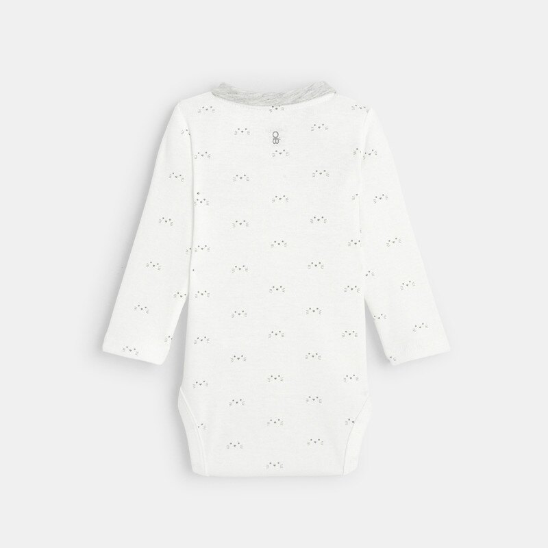 Body coton bio pressionné imprimé chats blanc naissance Blanc