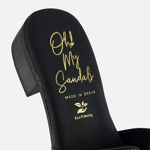 Oh My Sandals Slippers zwart Leer
