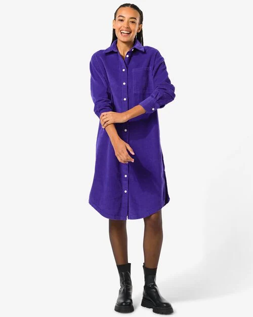 robe femme Lena en velours côtelé bleu