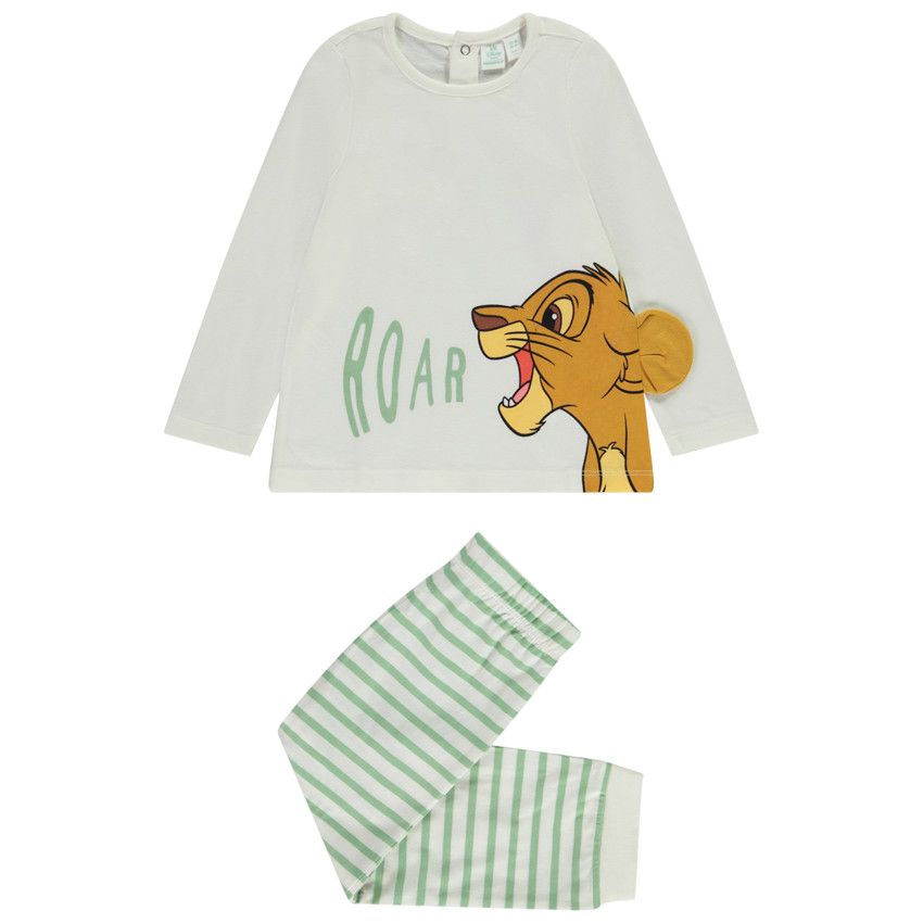 Pyjama 2 pièces Simba Disney pour bébé garçon avec finitions différentes selon l'âge - Ecru