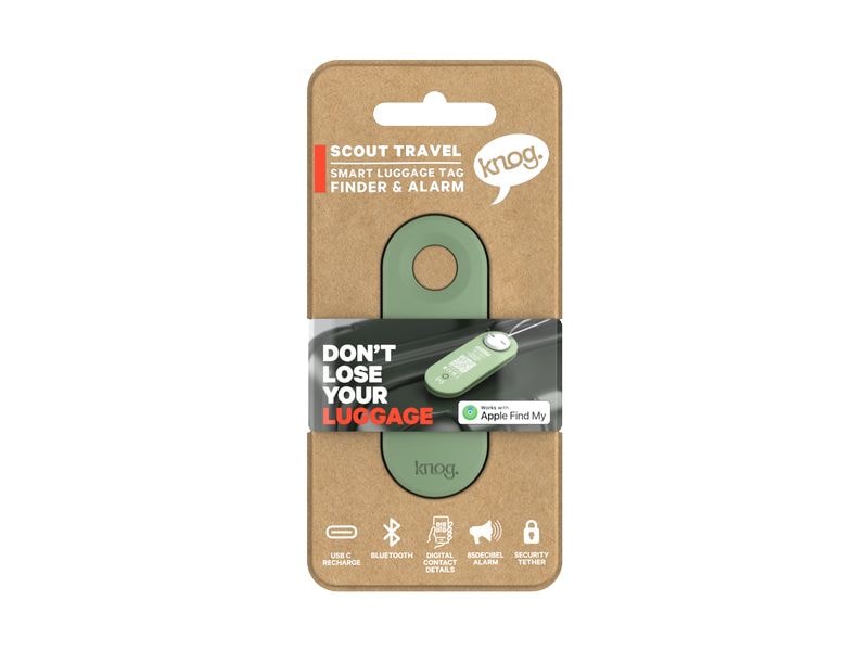 knog. Gepäckanhänger Scout Travel Grün Intelligente Gepäckverfolgung