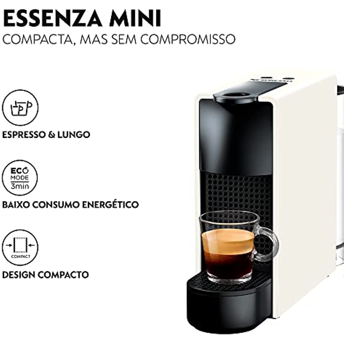 Nespresso Essenza Mini Cafeteira 110V, m&aacute;quina de caf&eacute; Espresso compacta para casa, m&aacute;quina de c&aacute;psula / c&aacute;psula el&eacute;trica autom&aacute;tica (branca)