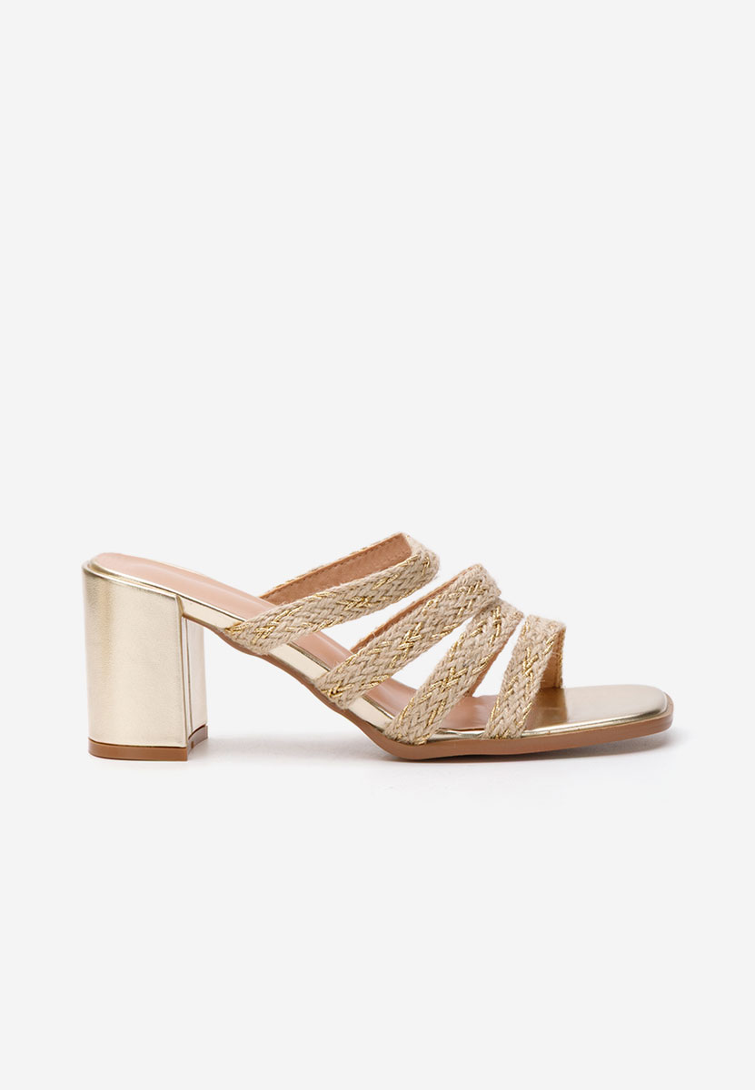 Mules à talon épais dorées Ruthie