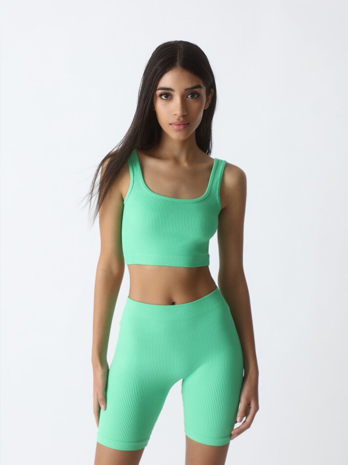 Legging de ciclismo sem costura - Verde Fluorescente