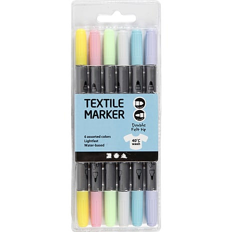 Tekstiltusch, streg 2,3+3,6 mm, 6 stk