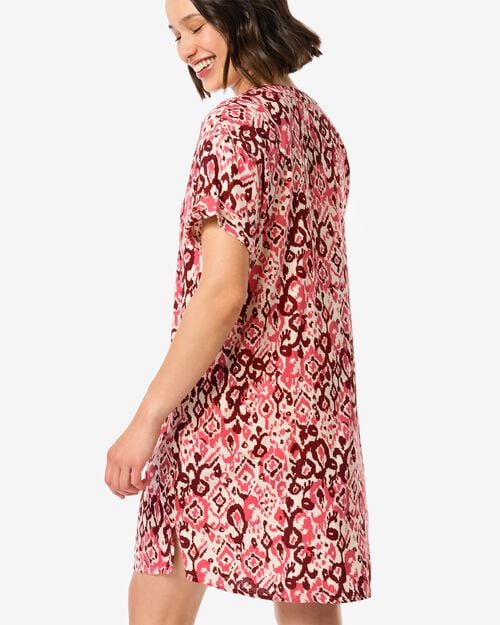 robe femme Sola avec lin graphique rouge