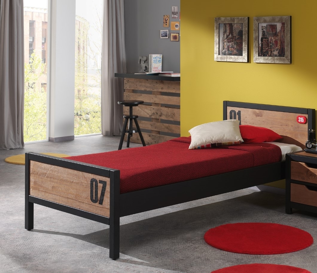 Einzelbett ALEX - teilmassiv - mit Lattenrost - 90x200 cm