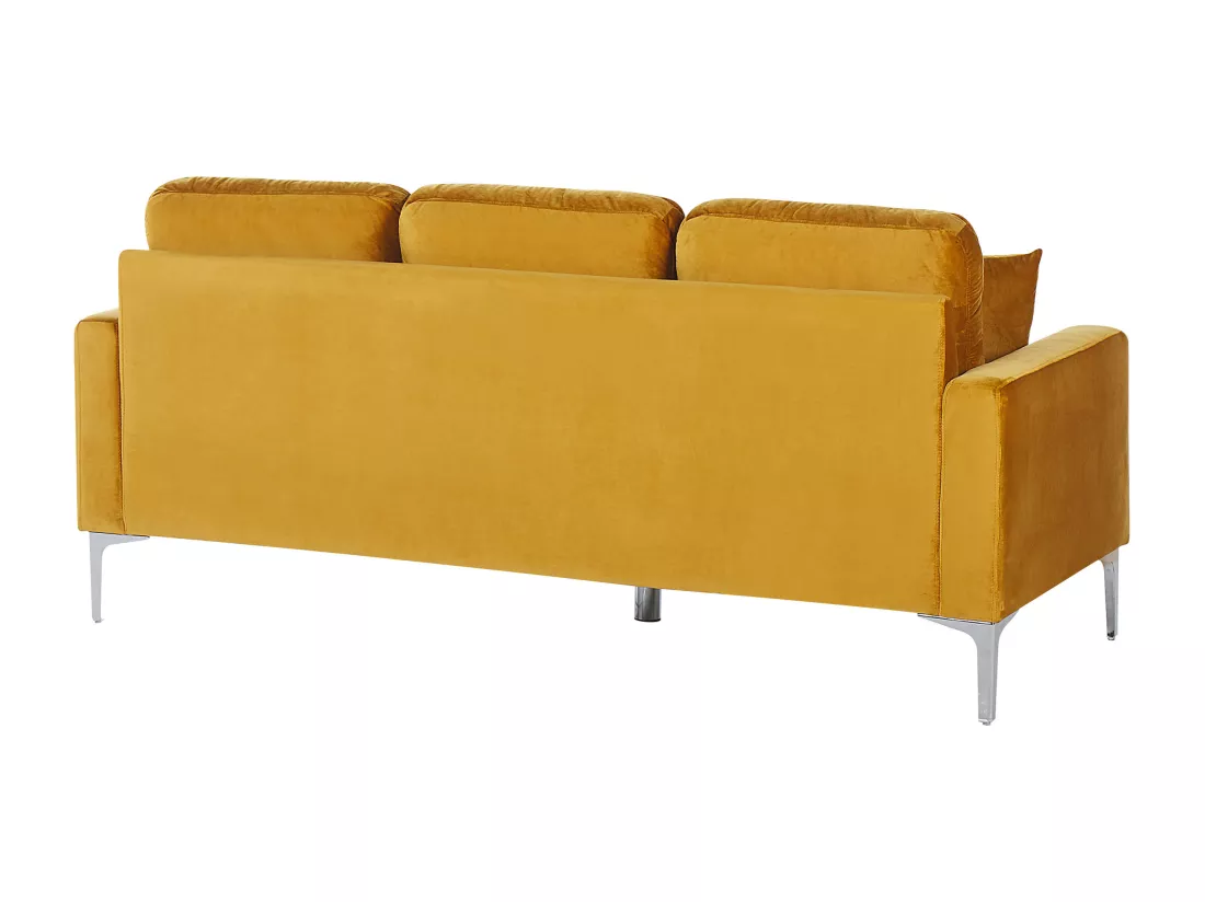 Canapé en velours 3 places jaune moutarde GAVLE