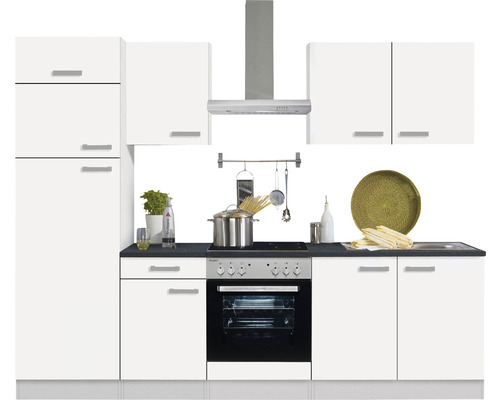 Optifit keukenblok met apparatuur Oslo214 270 cm wit mat gedemonteerde variant omkeerbaar KPOS 2731DE-9+