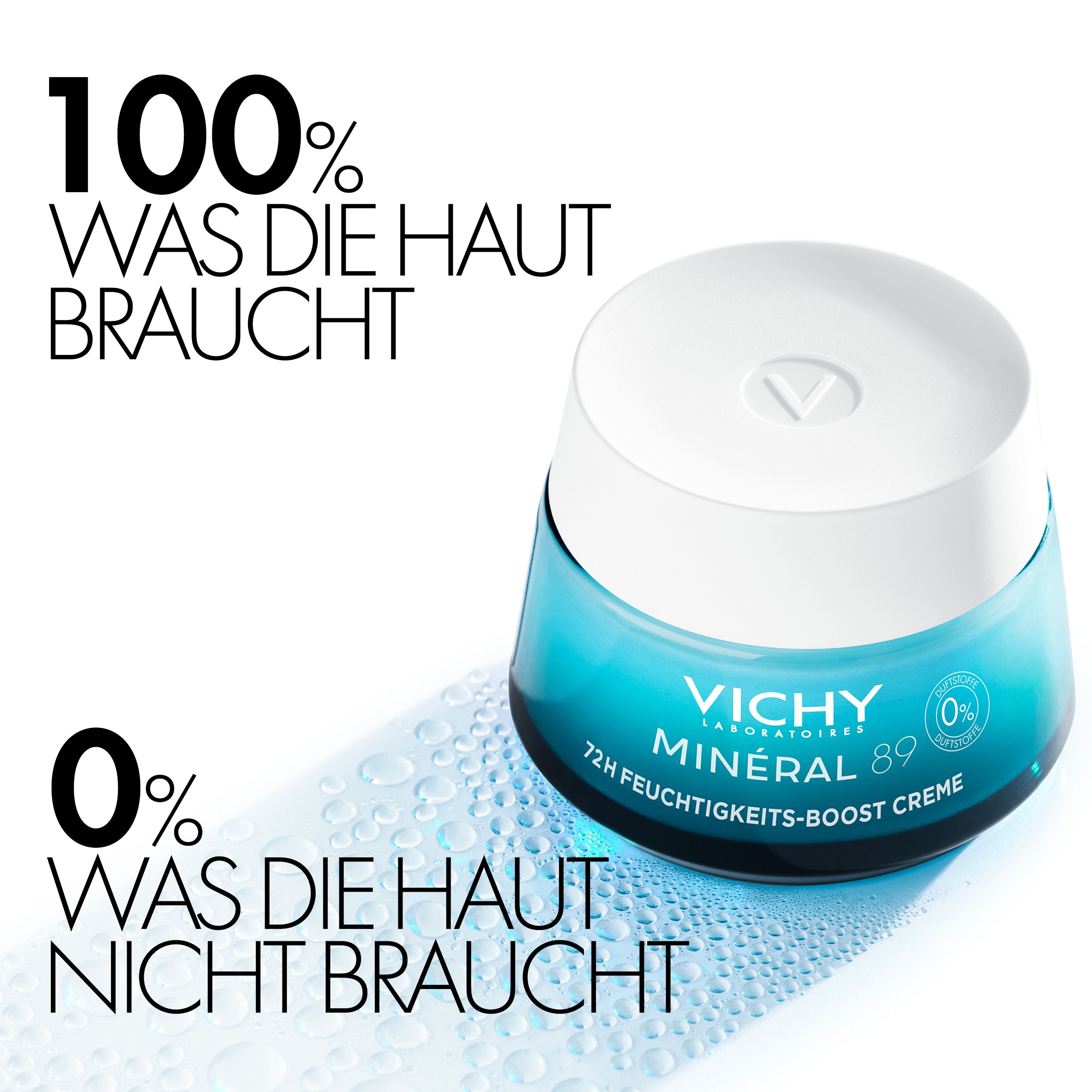 Vichy Minéral 89 72H Feuchtigkeits-Boost Creme für normale Haut. Mit Mineralien, langkettiger Hyaluronsäure, Niacinamid (B3) und Squalan + Mineral 89 72h Cream 15ml GRATIS