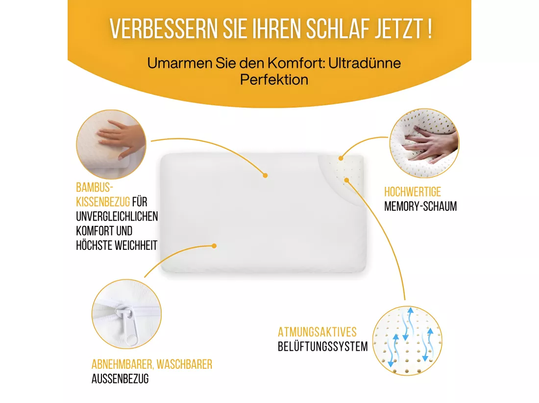Oreiller EXTRA PLAT pour Personnes qui Dorment sur le Ventre S – 50x30x5,5 - INPHYSIO