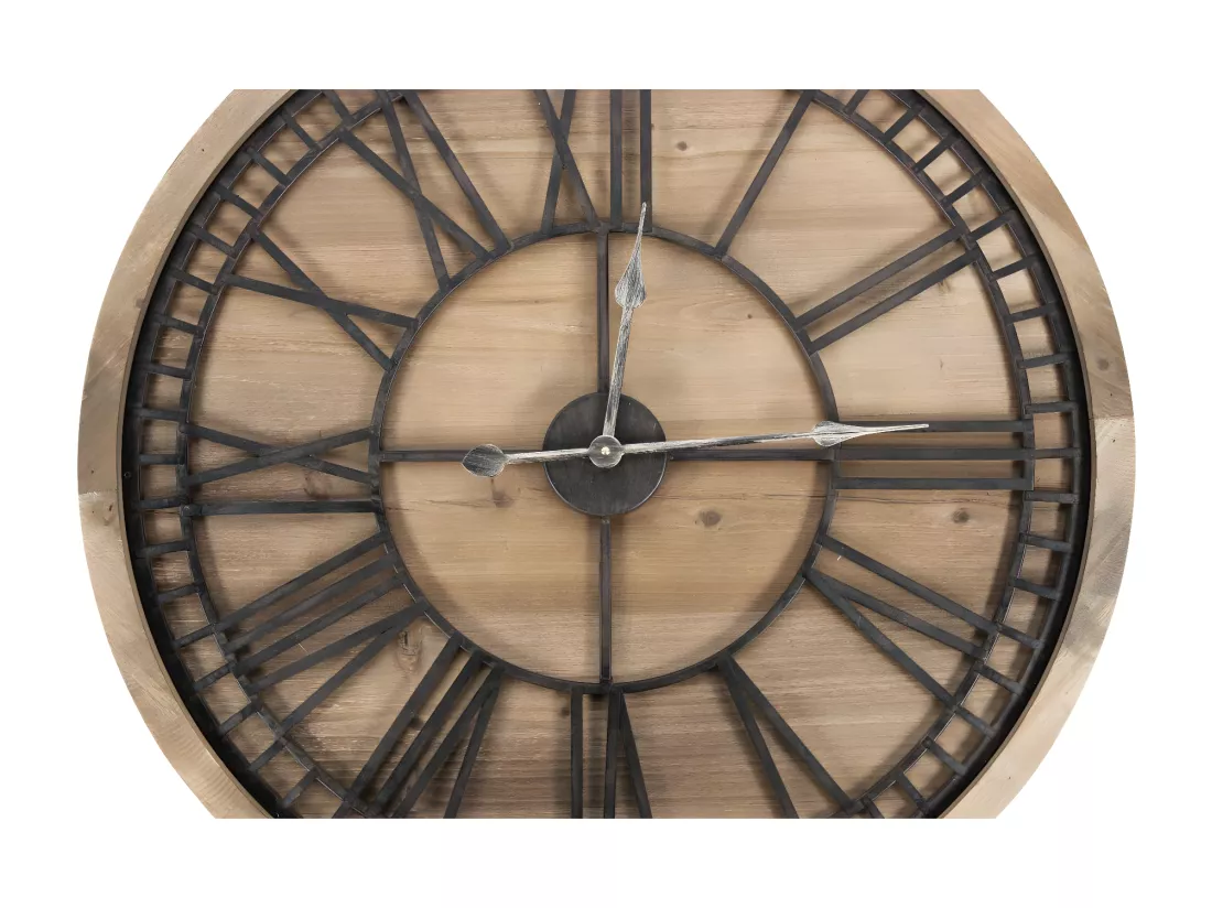 Grande horloge ancienne Bois-Métal Marron - Décoration d'Autrefois