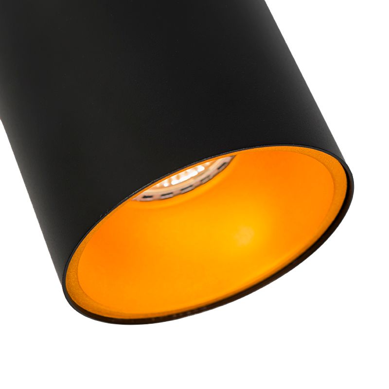 Moderne spot zwart met goud GU10 50mm - Deep